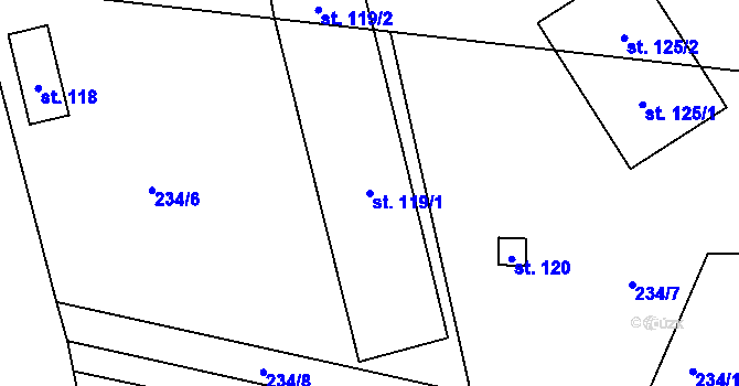 Parcela st. 119/1 v KÚ Polní Chrčice, Katastrální mapa