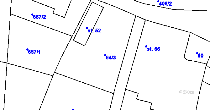 Parcela st. 64/3 v KÚ Polní Chrčice, Katastrální mapa