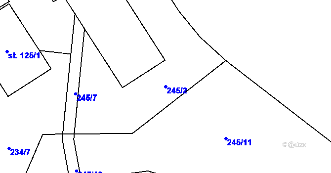 Parcela st. 245/2 v KÚ Polní Chrčice, Katastrální mapa