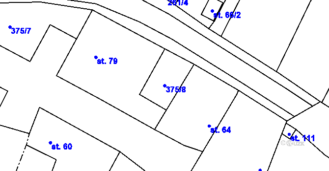Parcela st. 375/8 v KÚ Polní Chrčice, Katastrální mapa