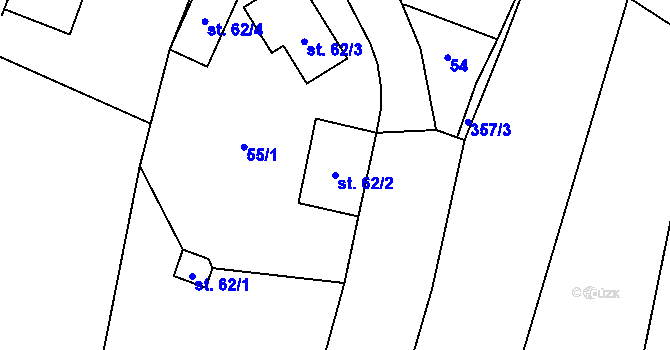 Parcela st. 62/2 v KÚ Polní Chrčice, Katastrální mapa