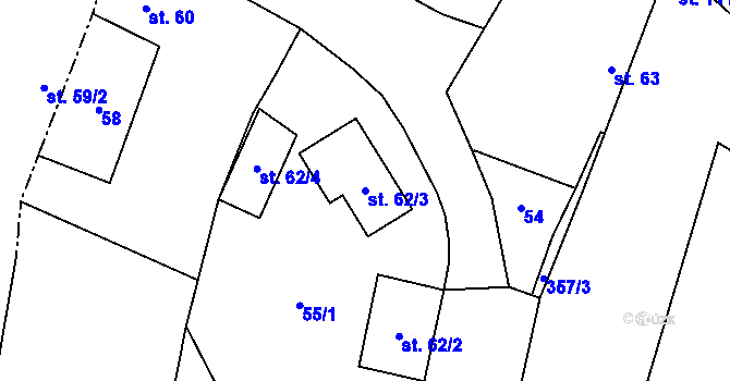 Parcela st. 62/3 v KÚ Polní Chrčice, Katastrální mapa