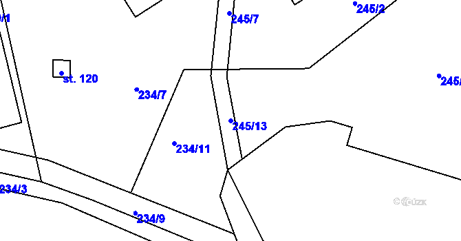 Parcela st. 245/13 v KÚ Polní Chrčice, Katastrální mapa