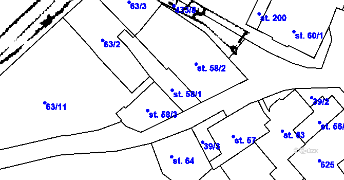 Parcela st. 58/1 v KÚ Křemýž, Katastrální mapa