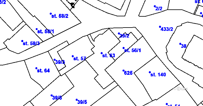 Parcela st. 63 v KÚ Křemýž, Katastrální mapa