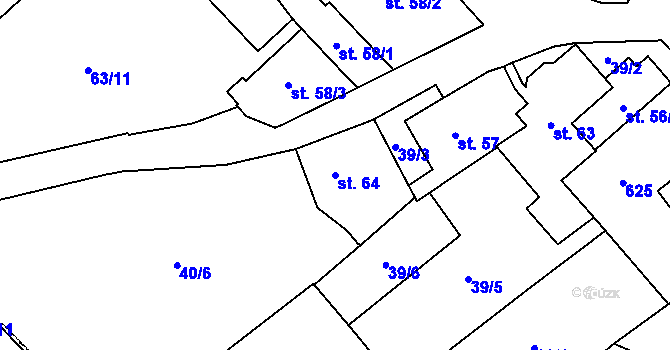 Parcela st. 64 v KÚ Křemýž, Katastrální mapa