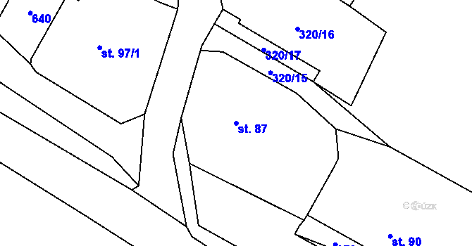 Parcela st. 87 v KÚ Křemýž, Katastrální mapa