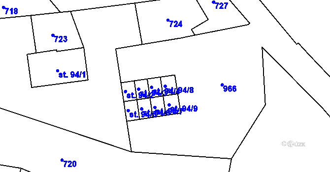 Parcela st. 94/8 v KÚ Křemýž, Katastrální mapa