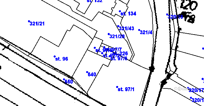 Parcela st. 97/2 v KÚ Křemýž, Katastrální mapa
