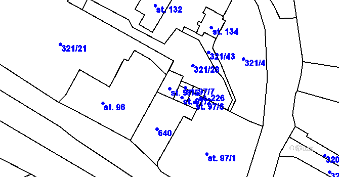 Parcela st. 97/5 v KÚ Křemýž, Katastrální mapa