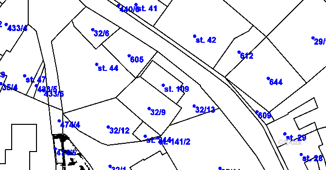 Parcela st. 109 v KÚ Křemýž, Katastrální mapa