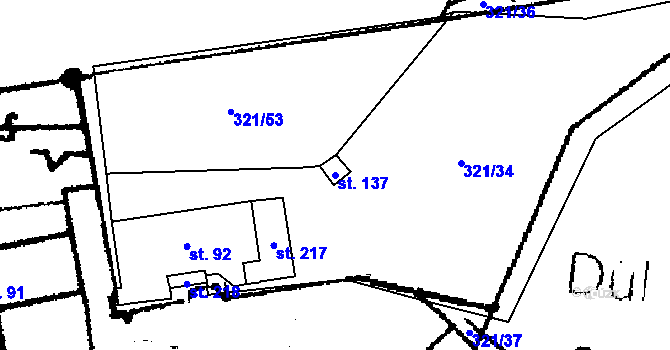 Parcela st. 137 v KÚ Křemýž, Katastrální mapa