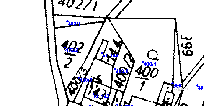 Parcela st. 144 v KÚ Křemýž, Katastrální mapa