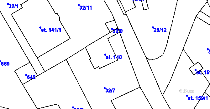 Parcela st. 148 v KÚ Křemýž, Katastrální mapa