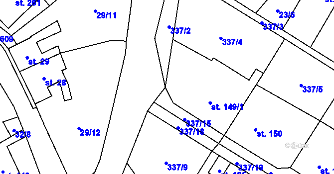 Parcela st. 149/2 v KÚ Křemýž, Katastrální mapa