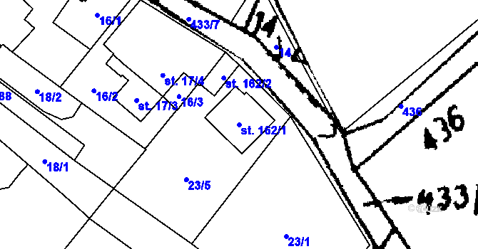 Parcela st. 162/1 v KÚ Křemýž, Katastrální mapa