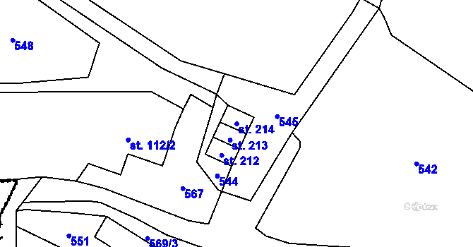 Parcela st. 214 v KÚ Křemýž, Katastrální mapa