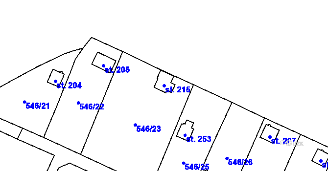 Parcela st. 215 v KÚ Křemýž, Katastrální mapa