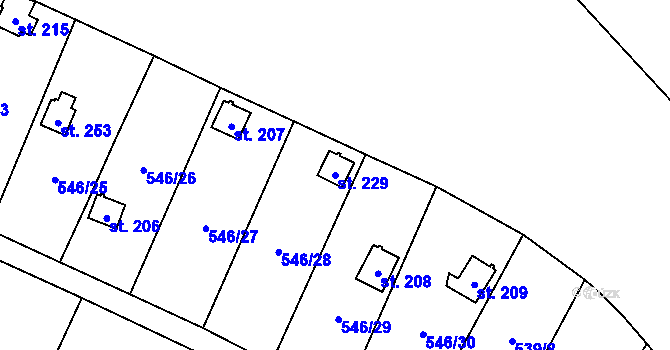 Parcela st. 229 v KÚ Křemýž, Katastrální mapa