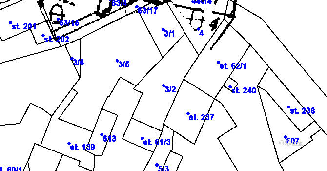 Parcela st. 3/2 v KÚ Křemýž, Katastrální mapa