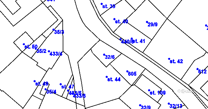 Parcela st. 32/6 v KÚ Křemýž, Katastrální mapa
