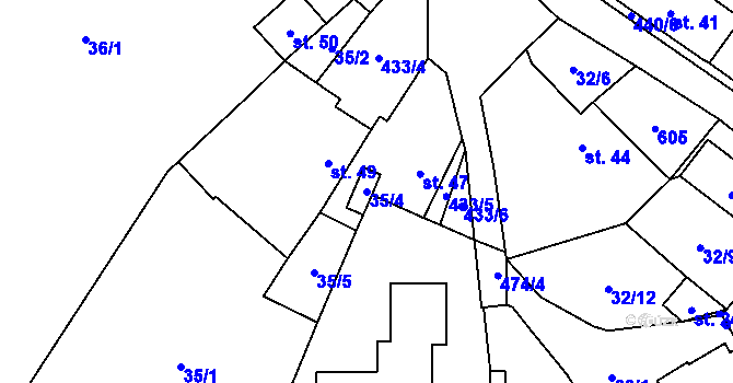 Parcela st. 35/4 v KÚ Křemýž, Katastrální mapa
