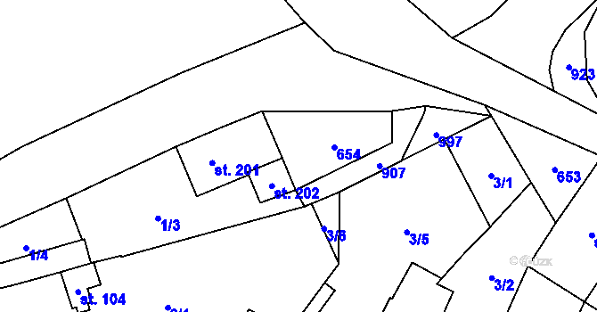 Parcela st. 63/15 v KÚ Křemýž, Katastrální mapa
