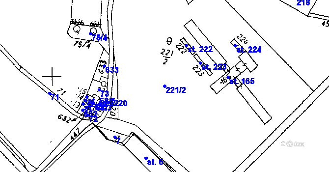 Parcela st. 221/2 v KÚ Křemýž, Katastrální mapa