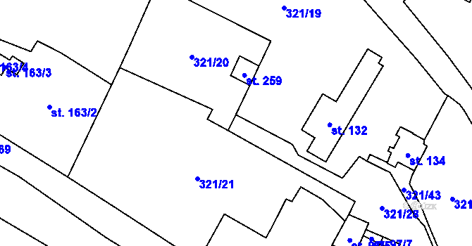 Parcela st. 321/40 v KÚ Křemýž, Katastrální mapa