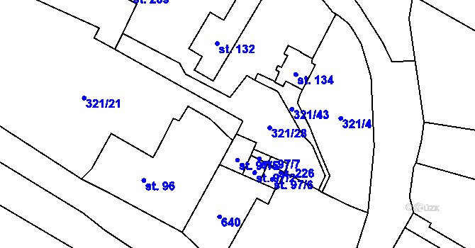 Parcela st. 321/41 v KÚ Křemýž, Katastrální mapa