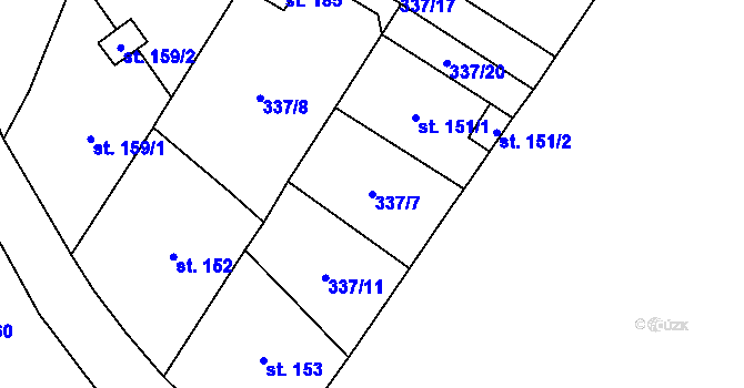 Parcela st. 337/7 v KÚ Křemýž, Katastrální mapa