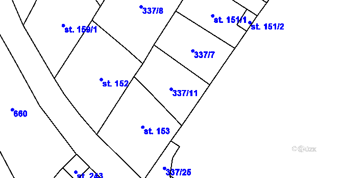 Parcela st. 337/11 v KÚ Křemýž, Katastrální mapa