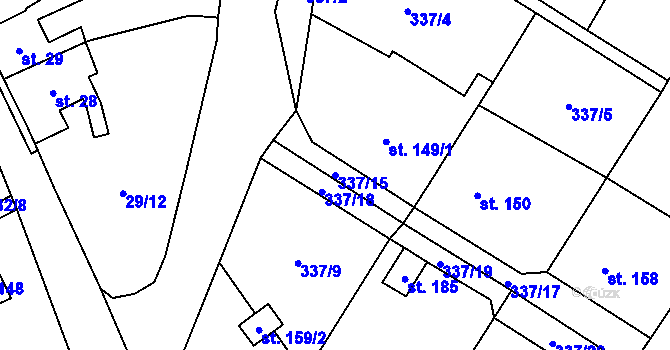 Parcela st. 337/15 v KÚ Křemýž, Katastrální mapa