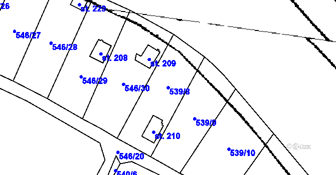 Parcela st. 539/8 v KÚ Křemýž, Katastrální mapa