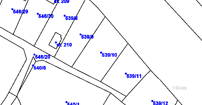 Parcela st. 539/10 v KÚ Křemýž, Katastrální mapa