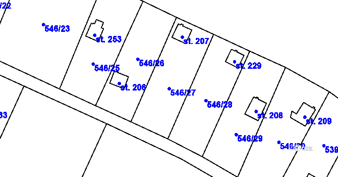 Parcela st. 546/27 v KÚ Křemýž, Katastrální mapa