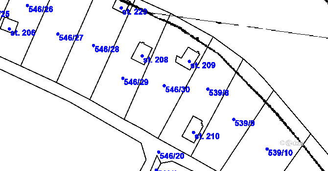 Parcela st. 546/30 v KÚ Křemýž, Katastrální mapa