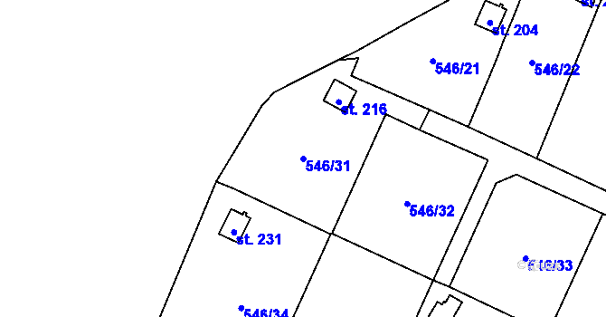 Parcela st. 546/31 v KÚ Křemýž, Katastrální mapa