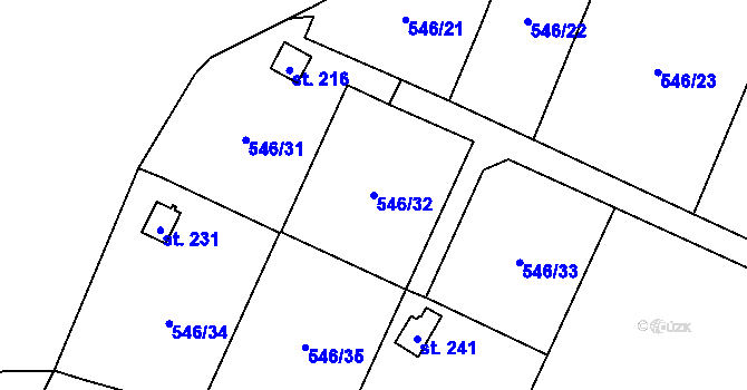 Parcela st. 546/32 v KÚ Křemýž, Katastrální mapa