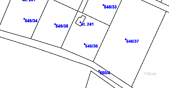 Parcela st. 546/36 v KÚ Křemýž, Katastrální mapa