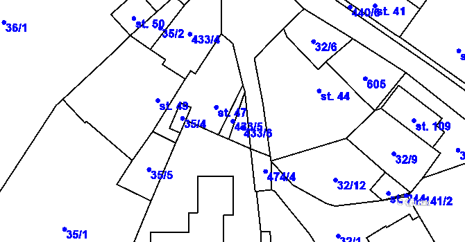 Parcela st. 433/5 v KÚ Křemýž, Katastrální mapa