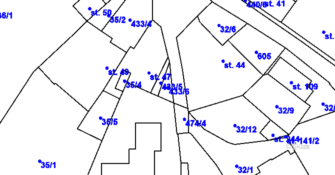Parcela st. 433/6 v KÚ Křemýž, Katastrální mapa