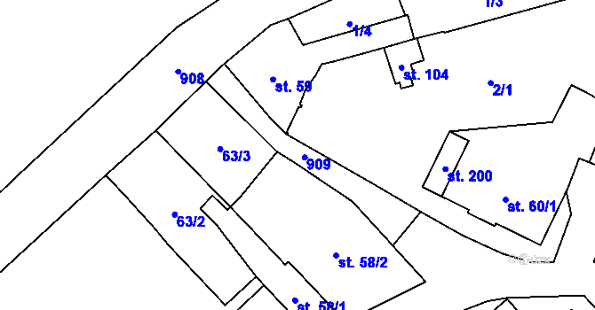 Parcela st. 433/8 v KÚ Křemýž, Katastrální mapa