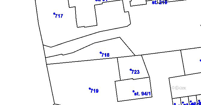 Parcela st. 718 v KÚ Křemýž, Katastrální mapa