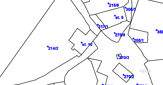 Parcela st. 10 v KÚ Ohníč, Katastrální mapa