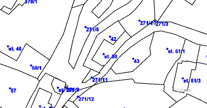 Parcela st. 50 v KÚ Ohníč, Katastrální mapa