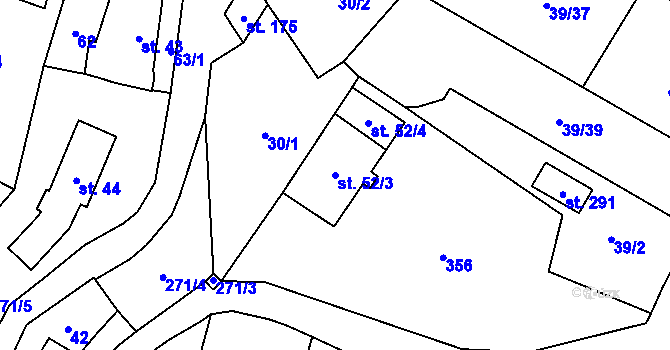 Parcela st. 52/3 v KÚ Ohníč, Katastrální mapa