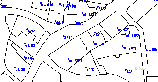 Parcela st. 55/2 v KÚ Ohníč, Katastrální mapa