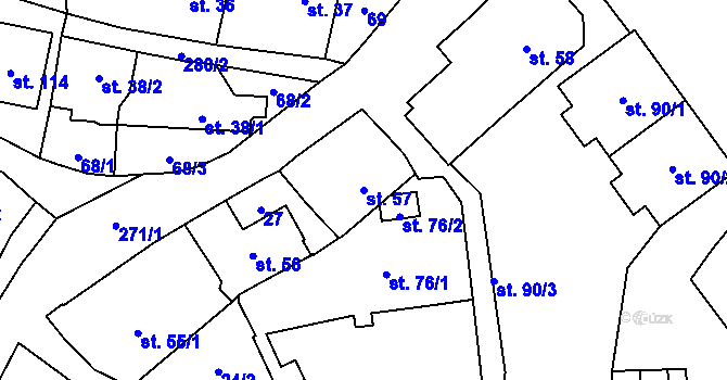 Parcela st. 57 v KÚ Ohníč, Katastrální mapa