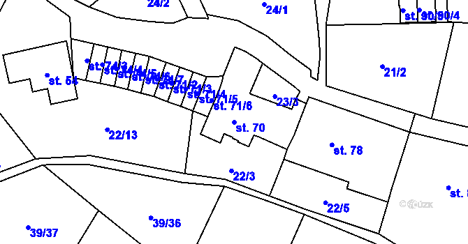 Parcela st. 70 v KÚ Ohníč, Katastrální mapa